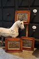 3 old 1800s 
drawings with 
horse motifs 
each framed in 
...