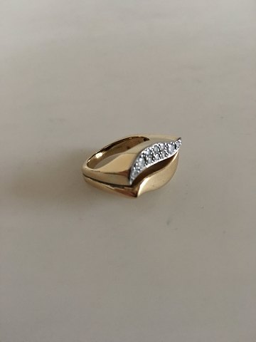 Georg Jensen 18K Partly Rhodinated Gold Ring with ten Brilliant Diamonds.