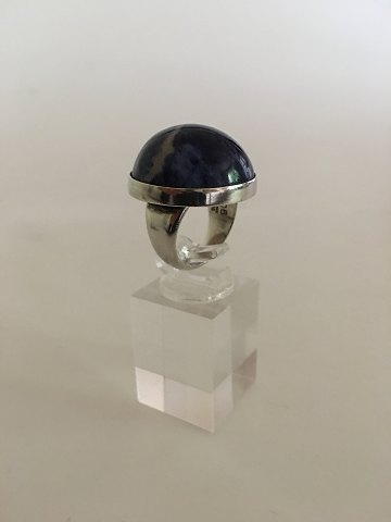 Georg Jensen Sterling Silver Ring No 90C with Blue Stone.