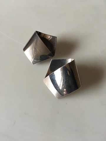 Georg Jensen Modern Sterling Silver Pentagon Shaped Earrings No 202