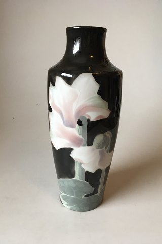 Rorstrand Per Algot Eriksson, Black Vase with Flower Decoration