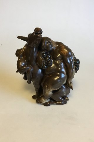 Bing and Grondahl Figurine by Kai Nielsen - Bacchus with Donkey and Faun No. 
4026