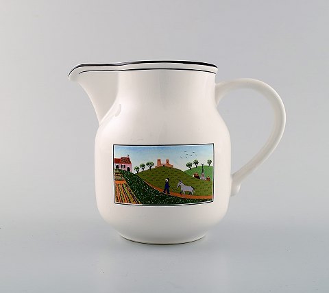 Villeroy & Boch sold Naif jug in porcelain decorated with naivist village motif