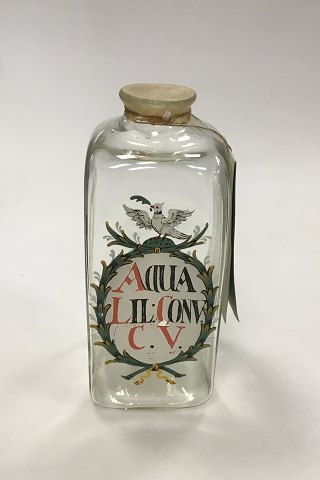 Holmegaard  Pharmacy Jar with  the text AQUA LIL CONV C.V. from 1979