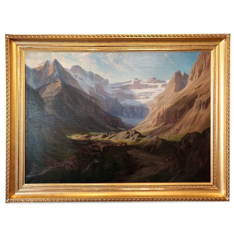 Eiler Rasmussen Eilersen; Painting, Motif of Swiss mountains, Oil on canvas
