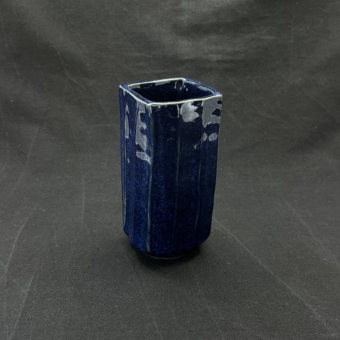 Angular blue vase from L. Hjorth