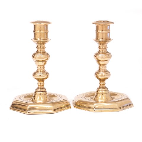 Pair of Baroque brass candlesticks Denmark circa 
1740. H: 18cm