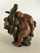 Kai Nielsen Stoneware Figurine no. 26 Sleeping Bacchus and Climbing Faun on a 
Donkey