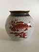 Bing & Grondahl Art Deco Vase in Cracle Glaze with motif of fish No 1045/472/K