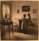 Peter Ilsted (1861-1933). Mezzotinte. Interior with girls playing. 150/45.
