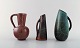 Richard Uhlemeyer, German ceramist.
Collection of ceramic jugs/vases, beautiful cracked glaze in red and green 
shades.