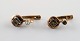 Danish 14K gold ear studs with stones. Mid-1900s.
