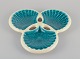 L'Art presents: 
French 
ceramic dish. 
Three-piece. 
Shell-shaped.