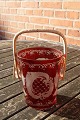 Antikkram 
presents: 
Bohemian 
glass. Ruby red 
glass bucket 
with handle for 
ice cubes with 
cuttings and 
nice ...