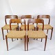 Osted Antik & 
Design 
presents: 
Set Of 5 
Dining Chairs - 
Model 75 - Teak 
- Paper Wicker 
- N.O Møller - 
...