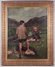 L'Art presents: 
John Yeend 
King 
(1855-1924), 
well-listed 
British 
painter.
Oil on canvas.
Motif of two 
boys ...
