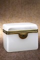 K&Co. presents: 
Antique 
19th century 
sugar box in 
white opal 
glass with 
bronze 
mounting...