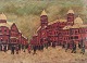 L'Art presents: 
Unknown 
European 
artist.
Oil on 
cardboard.
Snow-covered 
cityscape with 
people in the 
foreground.