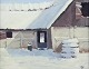 L'Art presents: 
Roald 
Hansen (b. 
1938), listed 
Danish painter.
Oil on canvas.
Exterior of 
farm, winter 
landscape.