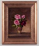 L'Art presents: 
Danish 
painter.
Oil on wood.
Roses in vase.