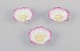 L'Art presents: 
Three 
small French 
Art Nouveau 
bowls in 
faience.
Floral motif. 
Hand-painted in 
yellow and 
pink.