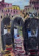L'Art presents: 
Louis 
Zelig 
(1922-1993), 
listed Swedish 
artist.
Oil on canvas.
City scene 
with three 
people ...