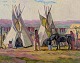 L'Art presents: 
John 
Carlson 
(1875-1947), 
Swedish/American 
painter.
Oil on board.
Motif of camp 
with natives. 
...