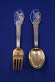 Antikkram 
presents: 
Michelsen 
set Christmas 
spoon and fork 
1935 of Danish 
partial gilt 
silver