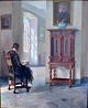 Pegasus – Kunst 
- Antik - 
Design 
presents: 
Panitzsch, 
Robert (1879 - 
1949) Denmark: 
Interior with 
woman reading.