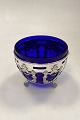 Danam Antik 
presents: 
DFA Sugar 
/ Candy Bowl in 
silver plated 
with blue glass 
insert