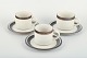 L'Art presents: 
Arabia, 
three "Karelia" 
coffee cups 
with matching 
saucers in 
ceramic.