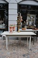 K&Co. presents: 
Old 
console / 
dining table in 
gray painted 
wood...