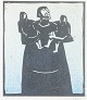 L'Art presents: 
Åke Holm, 
Sweden.
Woodcut, Laban 
and his 
Daughters, 
1978.