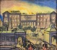 L'Art presents: 
Anton 
Hansen.
Watercolor.
Christiansborg 
Palace in 
Copenhagen 
during the 
great fire of 
1884.
