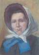 L'Art presents: 
Unknown 
artist, early 
20th century.
Pastel on 
paper. Portrait 
of a woman 
wearing a white 
...