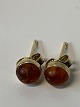 Antik Huset 
presents: 
Gold 
earrings in 14 
carat gold, 
inlaid amber.