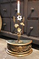 K&Co. presents: 
French 
19th century 
wooden pedestal 
with angel 
motif, 
original blue 
paint and gold 
decorations...
