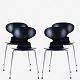 Roxy Klassik 
presents: 
Arne 
Jacobsen / 
Fritz Hansen.
AJ 3100 - Set 
of 4 
black-glazed 
Ant chairs with 
steel ...