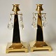 Pegasus – Kunst - Antik - Design presents: Pair of Danish art deco brass candlesticks with prisms, circa 1920.