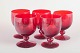 L'Art presents: Monica Bratt for Reijmyre Glasbruk5 red wine glasses, 1950s.