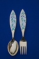 Antikkram 
presents: 
Michelsen 
set Christmas 
spoon and fork 
1970 of Danish 
gilt sterling 
silver
