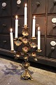 K&Co. presents: Antique French church candlestick decorated with lots of gilded flowers with colored glass ...