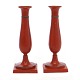 Aabenraa Antikvitetshandel presents: Pair of red decorated pewter candlesticks. Denmark circa 1840. H: 21,5cm