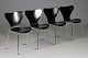 Roxy Klassik presents: Arne Jacobsen / Fritz Hansen.Set of 4 chairs.Model: 3107Black lacquered laminated ...