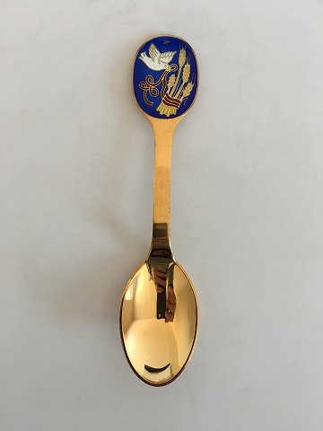 Anton Michelsen Christmas Spoon 1985 Gilded Sterling Silver with enamel