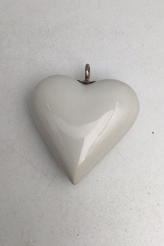 Royal Copenhagen Sterling Silver Necklace with White Porcelain Heart Pendant.