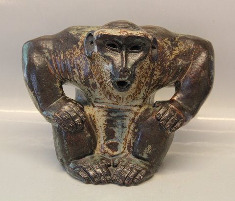 Royal Copenhagen Art Pottery 20143 RC Monkey, sitting 21 x 24 cm, Knud Kyhn 
August 1927