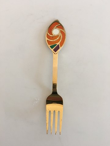 A. Michelsen Christmas Fork 1971 Gilded Sterling Silver with Enamel