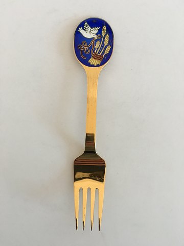 A. Michelsen Christmas Fork 1985 Gilded Sterling Silver with Enamel