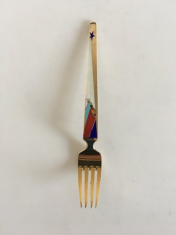 A. Michelsen Christmas Fork 1958 Gilded Sterling Silver and Enamel